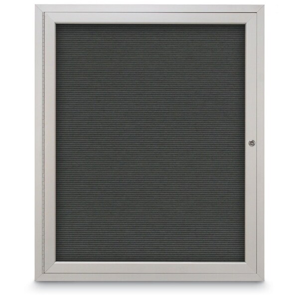 60"x36" 2-Door Enclosed Outdoor Letterboard, Hdr, Grey Felt/Satin